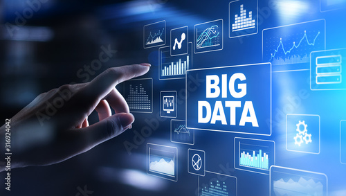 Cuadros en Lienzo Big data analysis, business intelligence, technology solutions concept on virtual screen