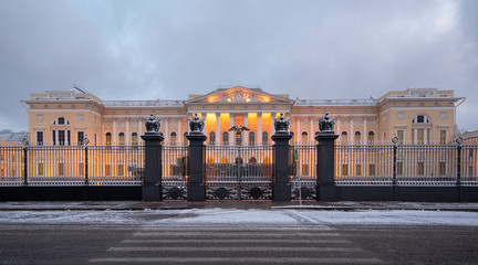 View of the state russian museum at morning. The museum is the largest depository of russian fine art in Saint Petersburg, Russia.