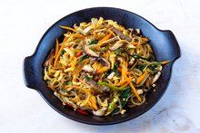 Stir Fried Korean Glass Noodle With Soy Sauce Called Japchae