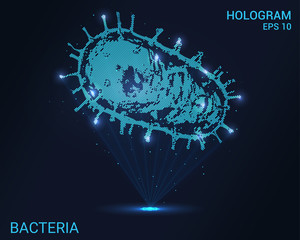 Wall Mural - The hologram is a bacterium. Holographic projection of the virus. Flickering energy flux of particles. Scientific design genetic engineering.