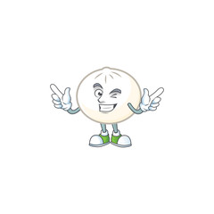 Wall Mural - Funny face white hoppang cartoon character style with Wink eye