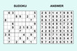 Vector sudoku with answer 322. Puzzle game with numbers.
