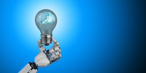 Humanoid Robot Hand Bulb, Concept Creative AI