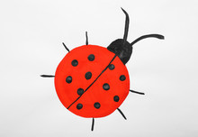 Child's Painting Of Ladybug On White Paper