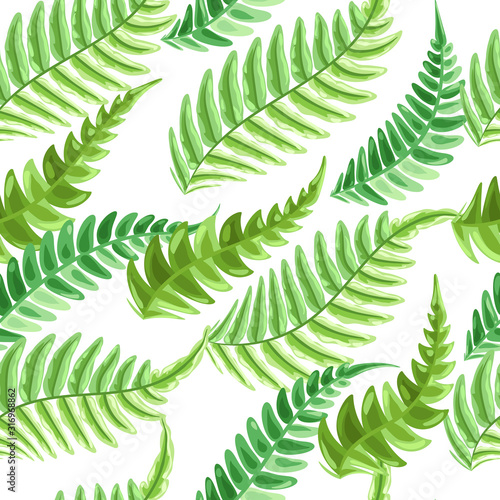 Seamless pattern with fern leaves.