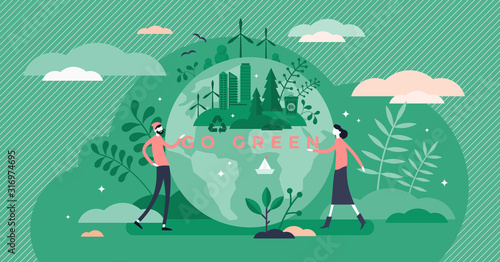 Fotomural Go green call for global sustainable development and healthy planet environment