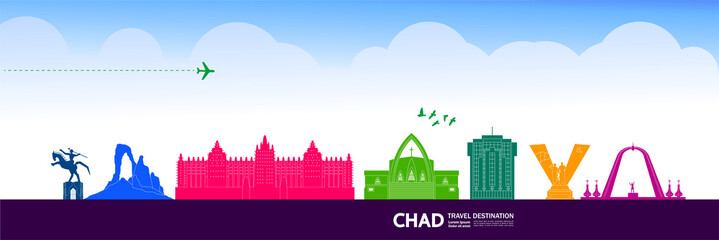 Chad travel destination grand vector illustration. 