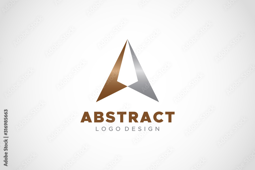 Abstract Letter A Logo Geometric Triangle Arrow Up isolated on gradient ...
