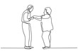 © ngupakarti - Continuous one line drawing of romantic couple. Old grandfather and grandmother. Parents people with love. Minimalism vector illustration hand drawn.