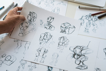 Wall Mural - animator designer development designing drawing sketching development creating graphic pose characte