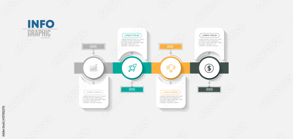 Infographic element with icons and 4 options or steps. Can be used for ...