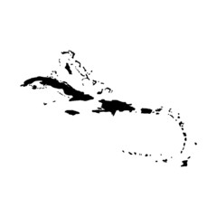 Wall Mural - caribbean islands map vector, isolated on white background. black map template, flat earth. simplifi