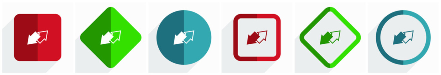 Fototapete - Exchange icon set, flat design vector illustration in 6 options for webdesign and mobile applications in eps 10
