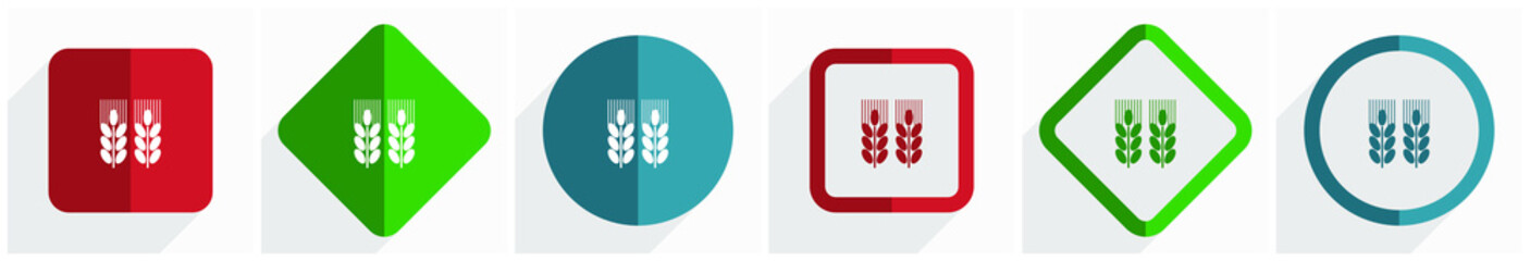 Aufkleber - Agricultural . icon set, flat design vector illustration in 6 options for webdesign and mobile applications in eps 10
