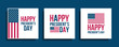 United States President's Day cards set. USA national holiday vector illustration.