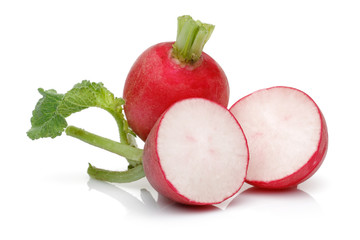 Wall Mural - Red radish with slices isolated on white