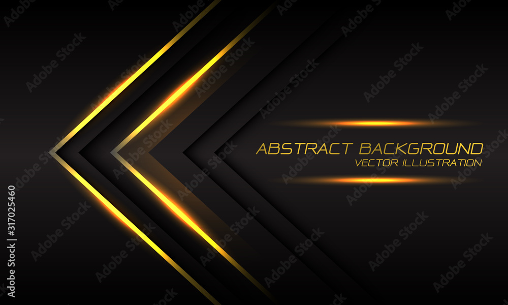 Abstract gold light arrow direction on dark grey design modern luxury ...