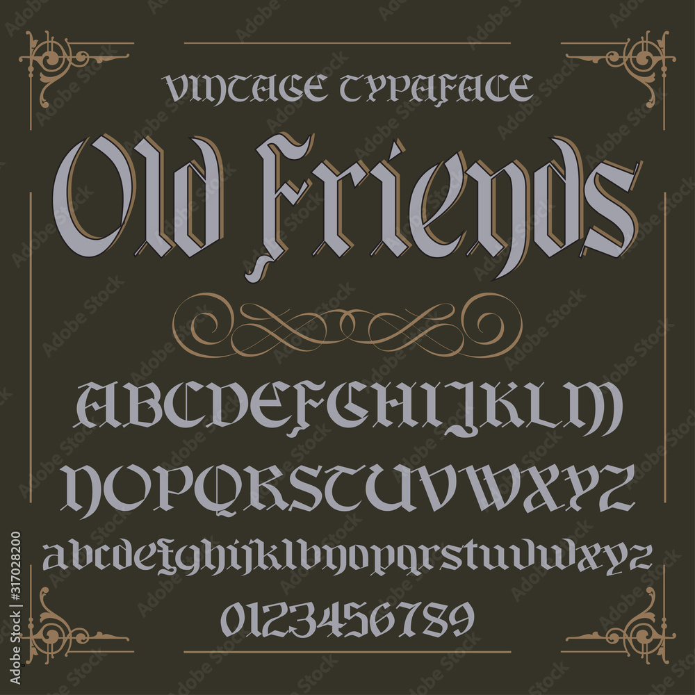 Font, Typeface, Script, Old style - vintage script font. Vector ...
