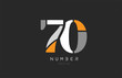 number 70 seventy for company logo icon design in grey orange and white colors