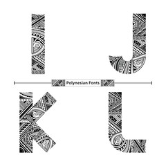 Canvas Print - Alphabet Polynesian style in a set IJKL