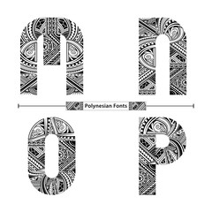 Canvas Print - Alphabet Polynesian style in a set MNOP