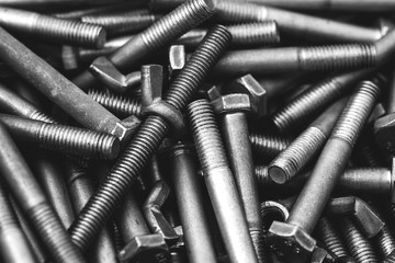 Hex bolts. Stainless steel screw bolt for use in construction and industry.