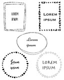 Fototapeta  - Set of hand drawn frames. Black and white vector collection of circle, oval and rectangle simple borders.