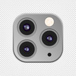 Realistic camera lenses 3D icon isolated on transparent background. Vector Illustration