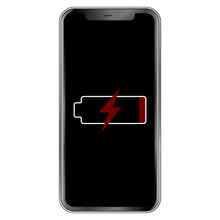 Full Battery Drain. Charger. Cable For Charging. Discharged Device Icon