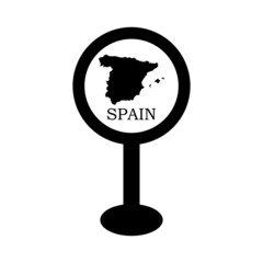 Wall Mural - spain map in pin location sign. vector illustration, isolated on white background.