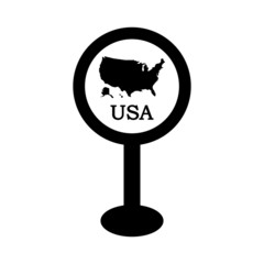 Wall Mural - united states of america ( usa ) map in pin location sign. vector illustration, isolated on white ba