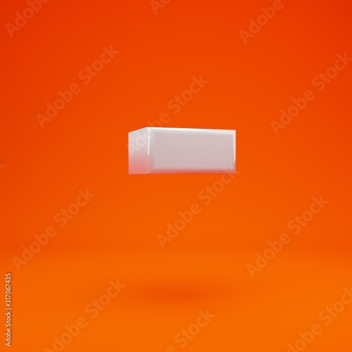 Fotografía Whithe glossy 3d minus symbol on hot orange background