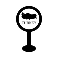 Wall Mural - turkey map in pin location sign. vector illustration, isolated on white background.