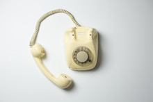 Retro Rotary Telephone With Cracks And Broken Parts