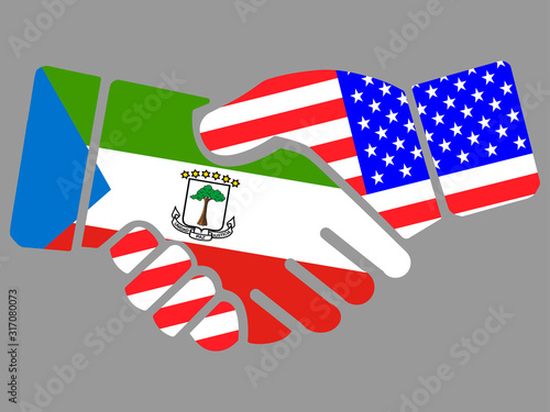 Fotografía Equatorial Guinea and USA flags Handshake vector
