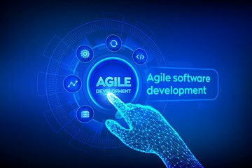 Wall Mural - agile software development methodology concept on virtual screen. digital technology, big data conce