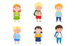 © greenpicstudio - Happy children girls and boys pupils with backpacks vector illustration