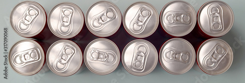 Fotomural Many new aluminium cans of soda soft drink or energy drink containers