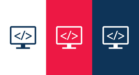 Computer monitor - Code icon vector