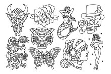 Set Of Old School Tattoo Designs