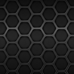 Wall Mural - Black metal texture background. Honeycomb pattern. Vector design