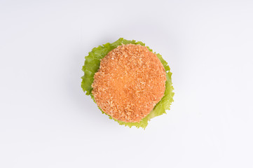  phased assembly of a hamburger on a white background37