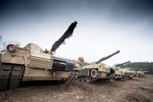 U.S. Marines M1A1 Abrams Main Battle Tank In Action