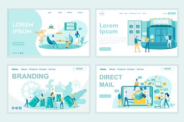 Brand Development Landing Page Vector Template Set