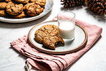 Gingerbread Cookies And A Glass Of Milk