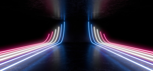 Wall Mural - beautiful composition of colored neon lights on a black background. 3d rendering image.