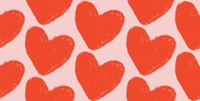 Romantic Love Valentine's Day Heart Seamless Pattern. Pink And Red Hearts