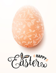 Wall Mural - happy easter egg with floral pattern doodle vector easter card