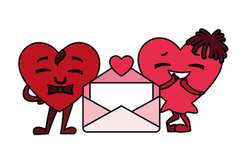 Sticker - hearts with hands and envelope, design for valentines day card