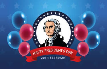 Poster - happy presidents day poster with george washington